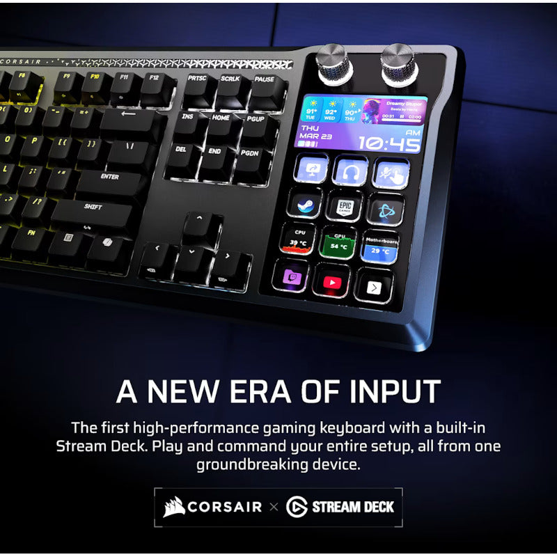 Tastatura Gaming Corsair GALLEON 100 SD RGB MLX Pulse Switch Black Mecanica + Stream Deck Incorporat