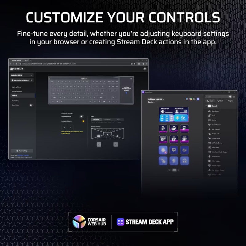 Tastatura Gaming Corsair GALLEON 100 SD RGB MLX Pulse Switch Black Mecanica + Stream Deck Incorporat